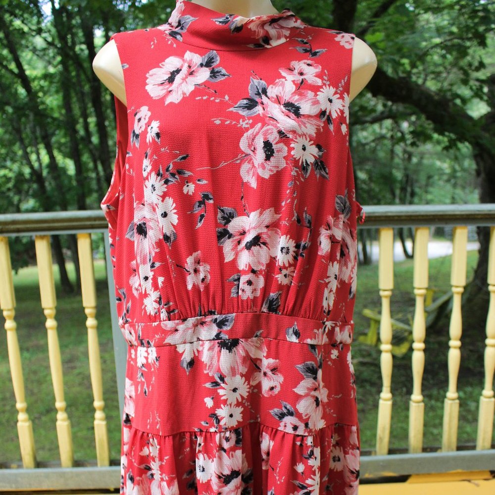 NWT Elle Floral Dress Back Neck Tie Lg Bow Sz XXL Summer Fun